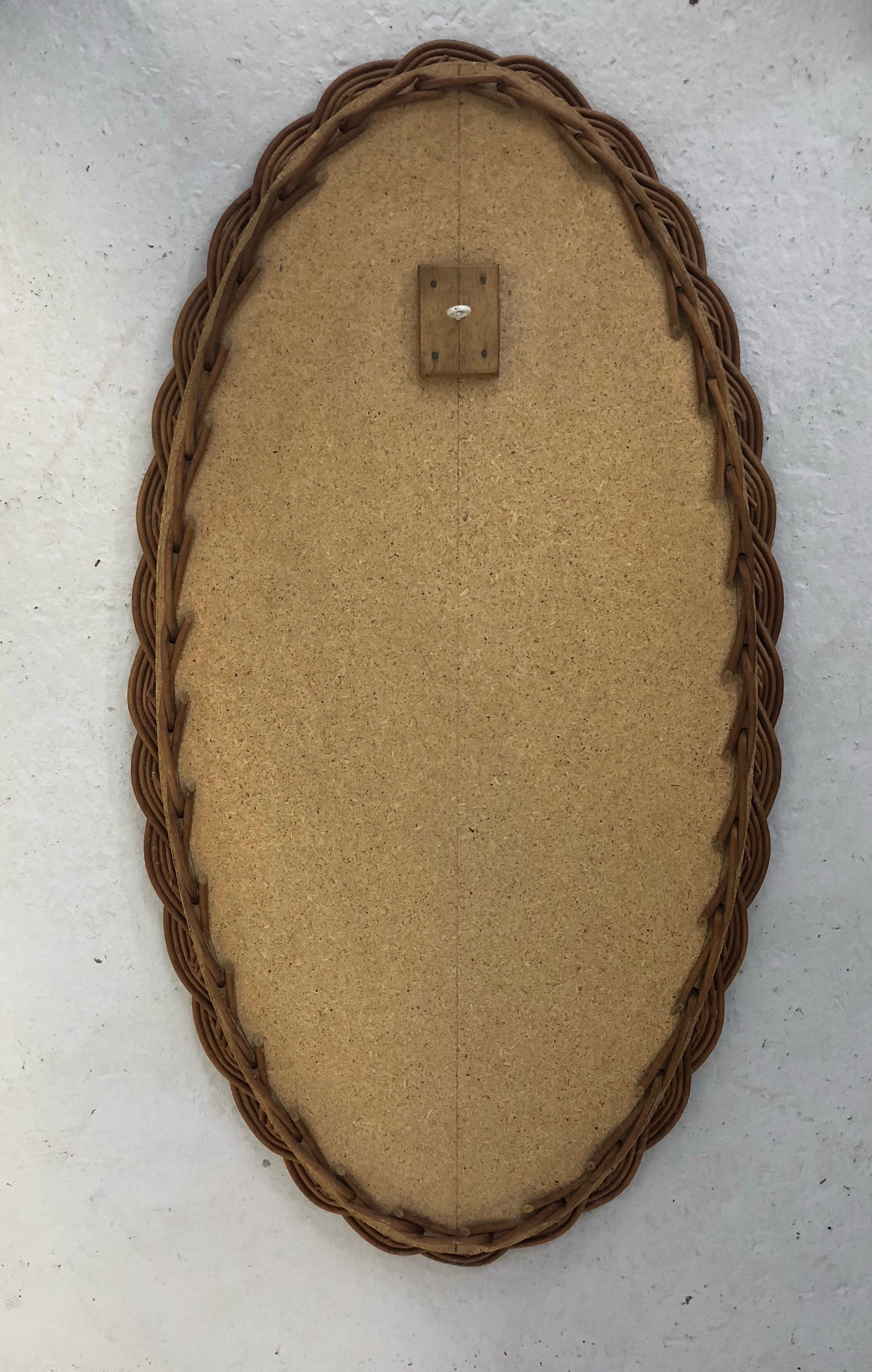 Oval mirror in rattan 1960s - 70x38cm