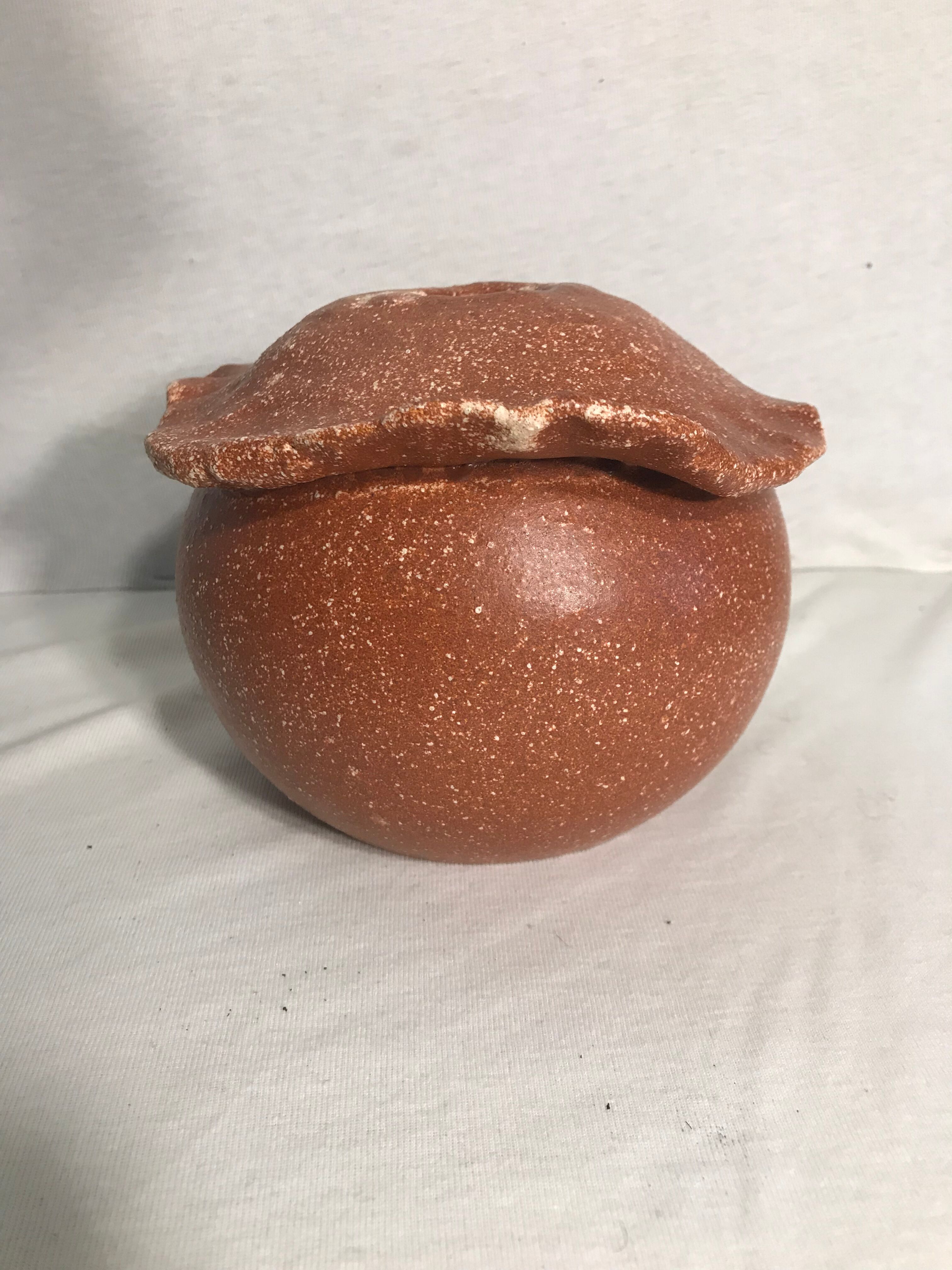 Former Accolay decoration vintage brown ceramic vase