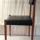 Chaise style scandinave en bois et similicuir - années 60/70