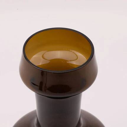 Vase en verre vintage brun aux motifs géométriques dorés