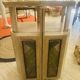 Vintage folding bar counter on wheels, wood.