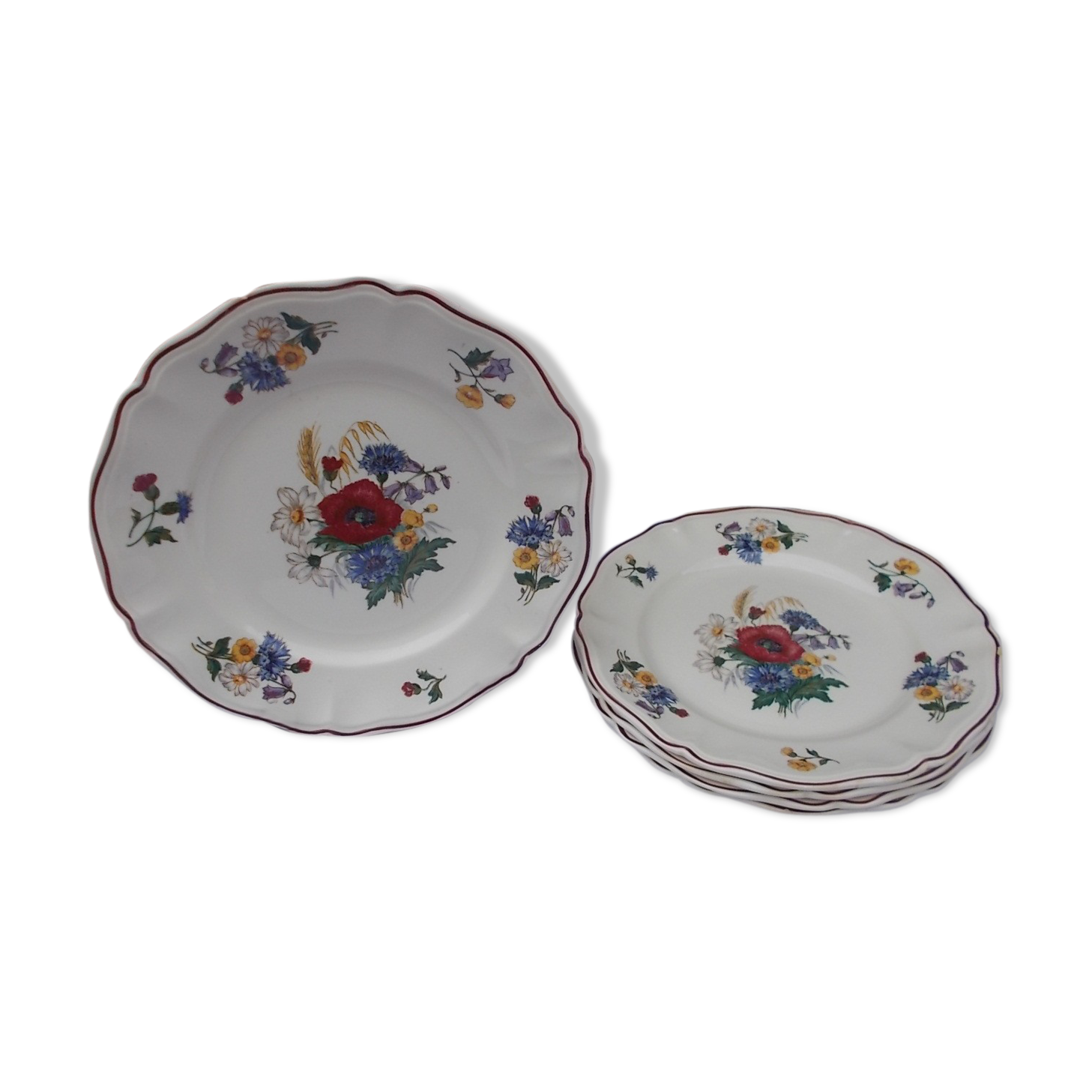 Lot de 5 assiettes plates Sarreguemines modèles Agreste