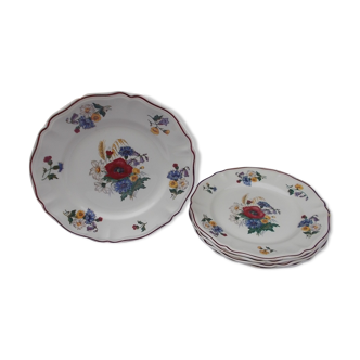 Lot of 5 flat plates Sarreguemines agreste models
