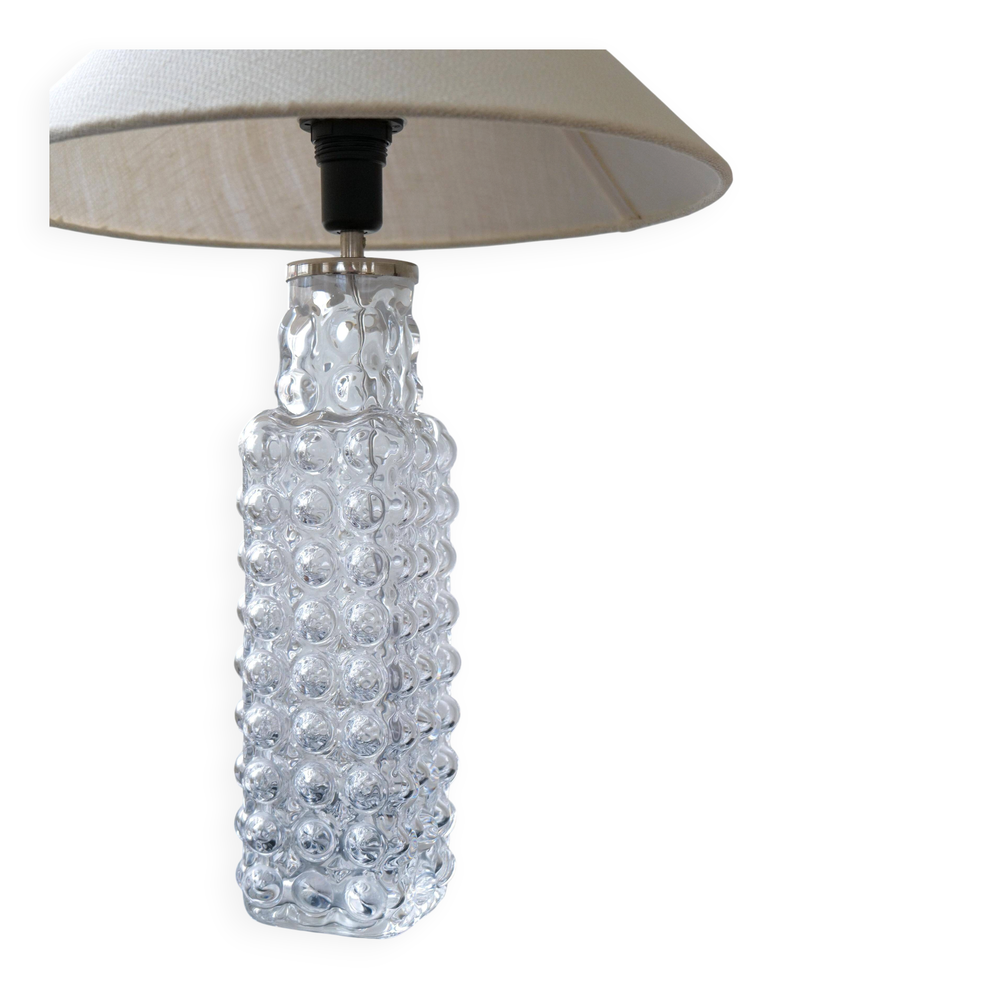 Rare Midcentury Modern crystal bubble table lamp by Orrefors Carl Fagerlund.