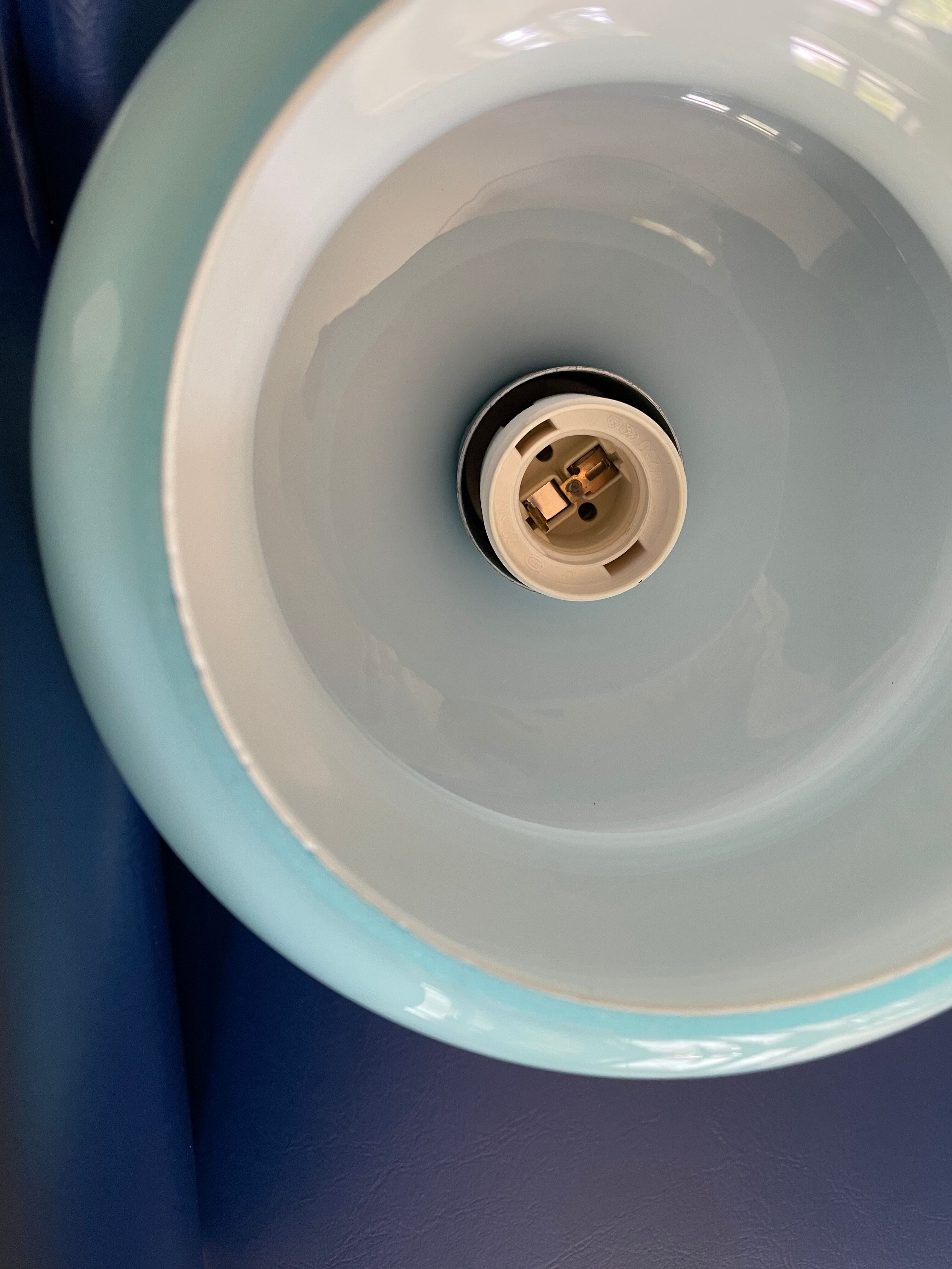 Vintage pendant lamp in blue opaline