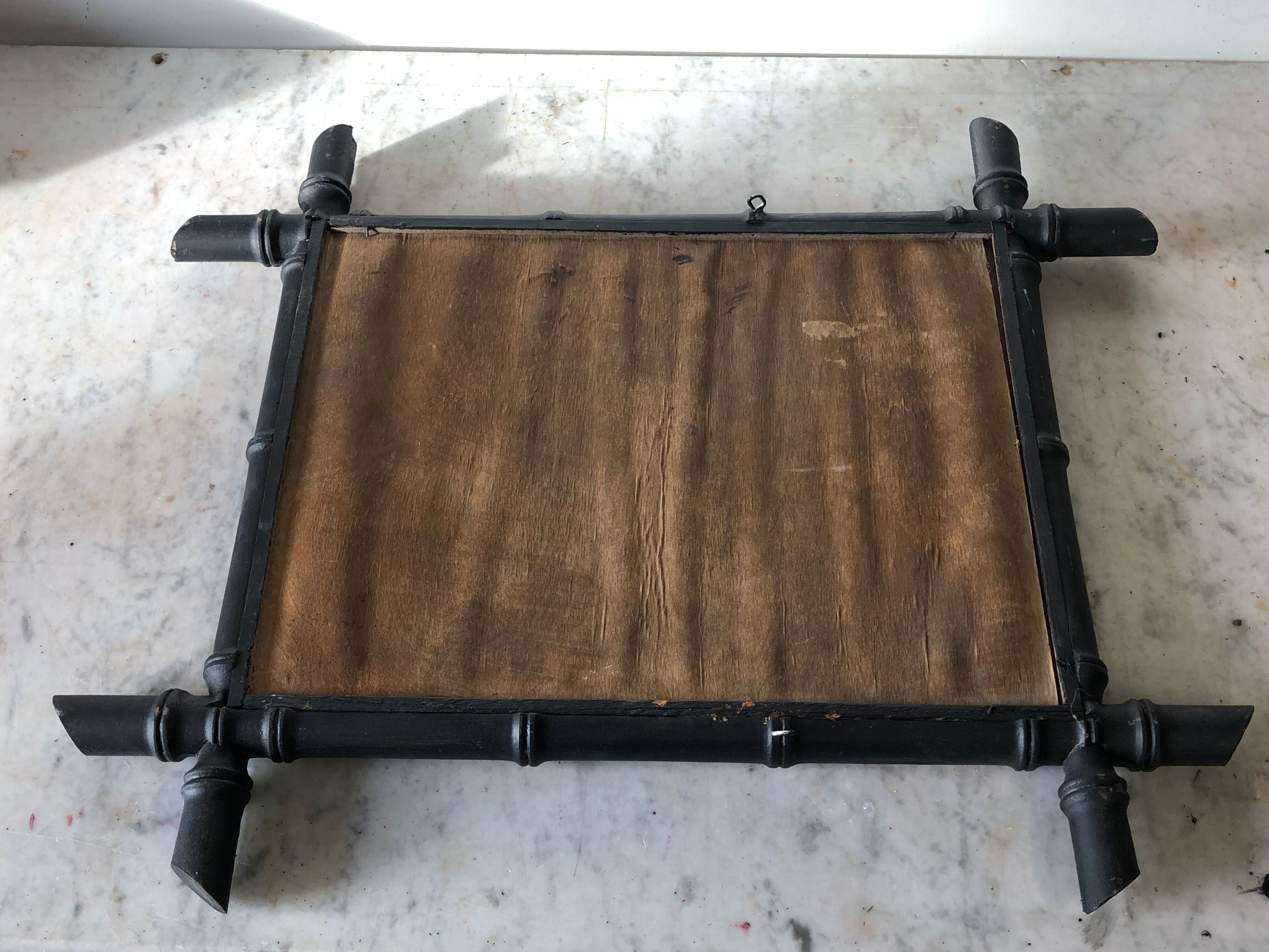 Bamboo style wooden mirror 53 x 45