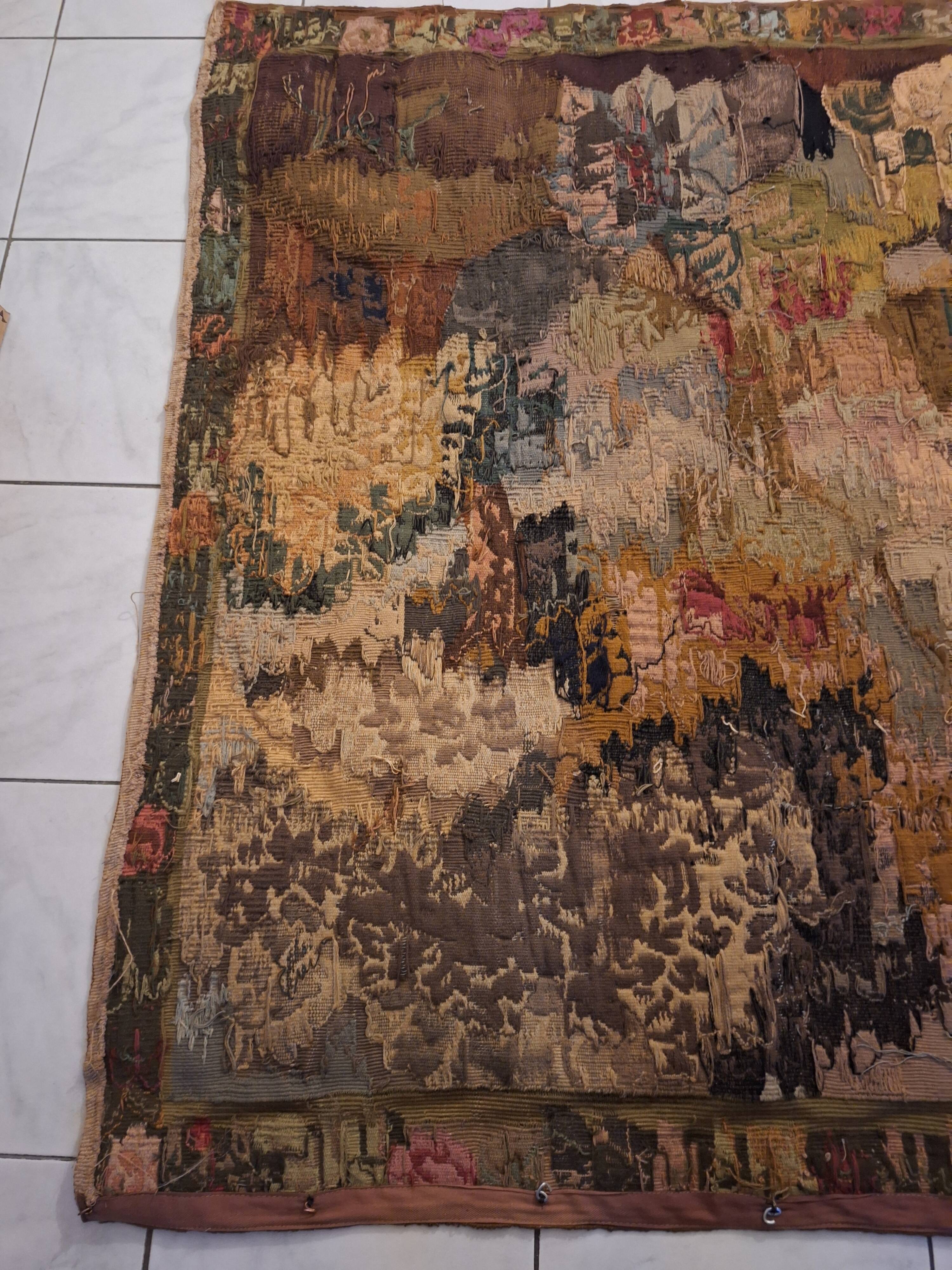 Tapisserie de laine "Verdure Flamande" de la manufacture Robert Four