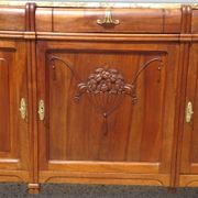 Enfilade Art Déco en noyer et plateau en marbre