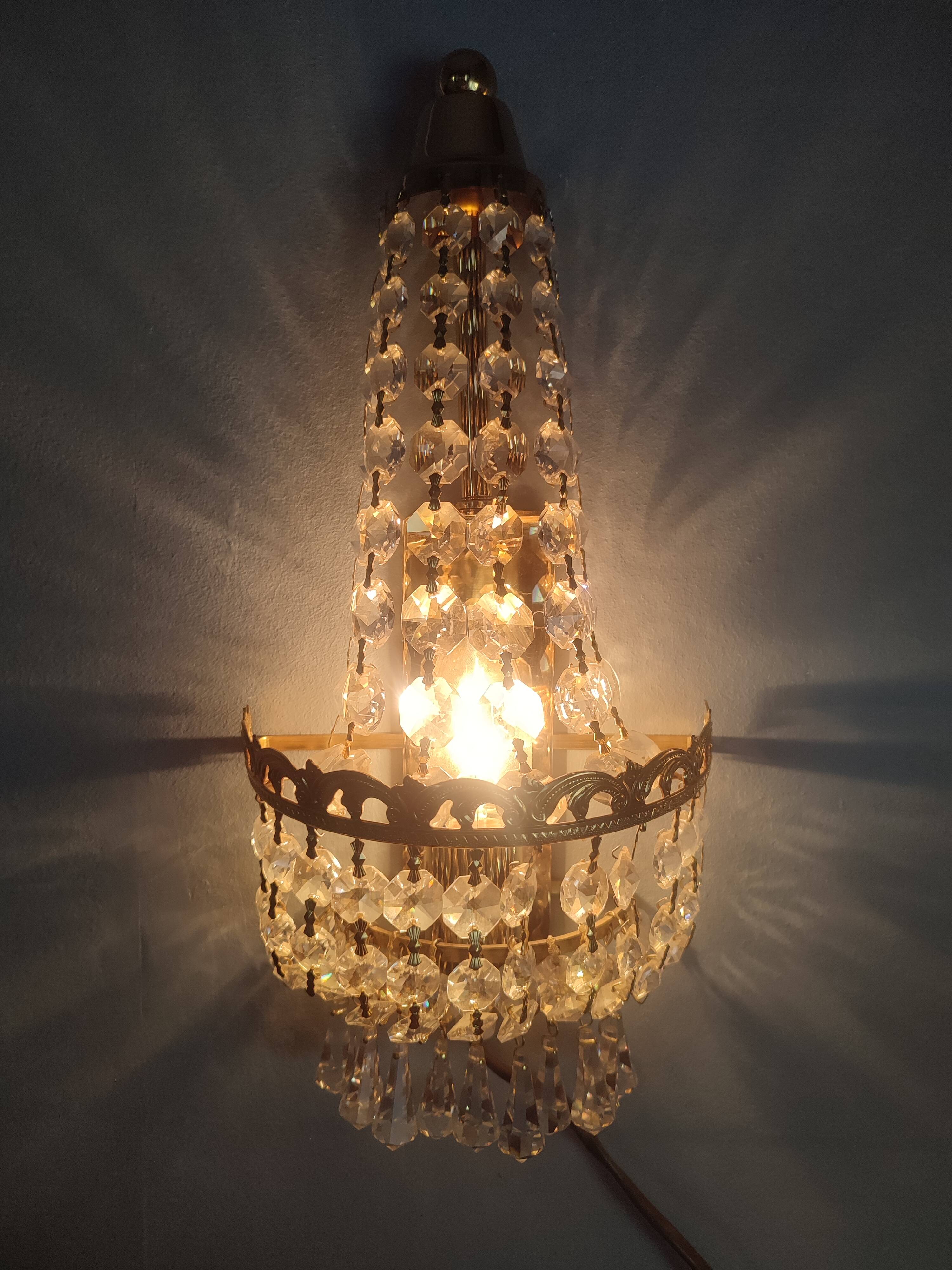 Pair of vintage Presiosa crystal wall lights