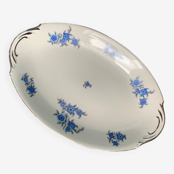 Limoges F.Legrand & Cie - Plat ovale, époque art déco en porcelaine blanche, filets platine,