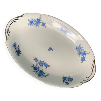 Limoges F.Legrand & Cie - Plat ovale, époque art déco en porcelaine blanche, filets platine,
