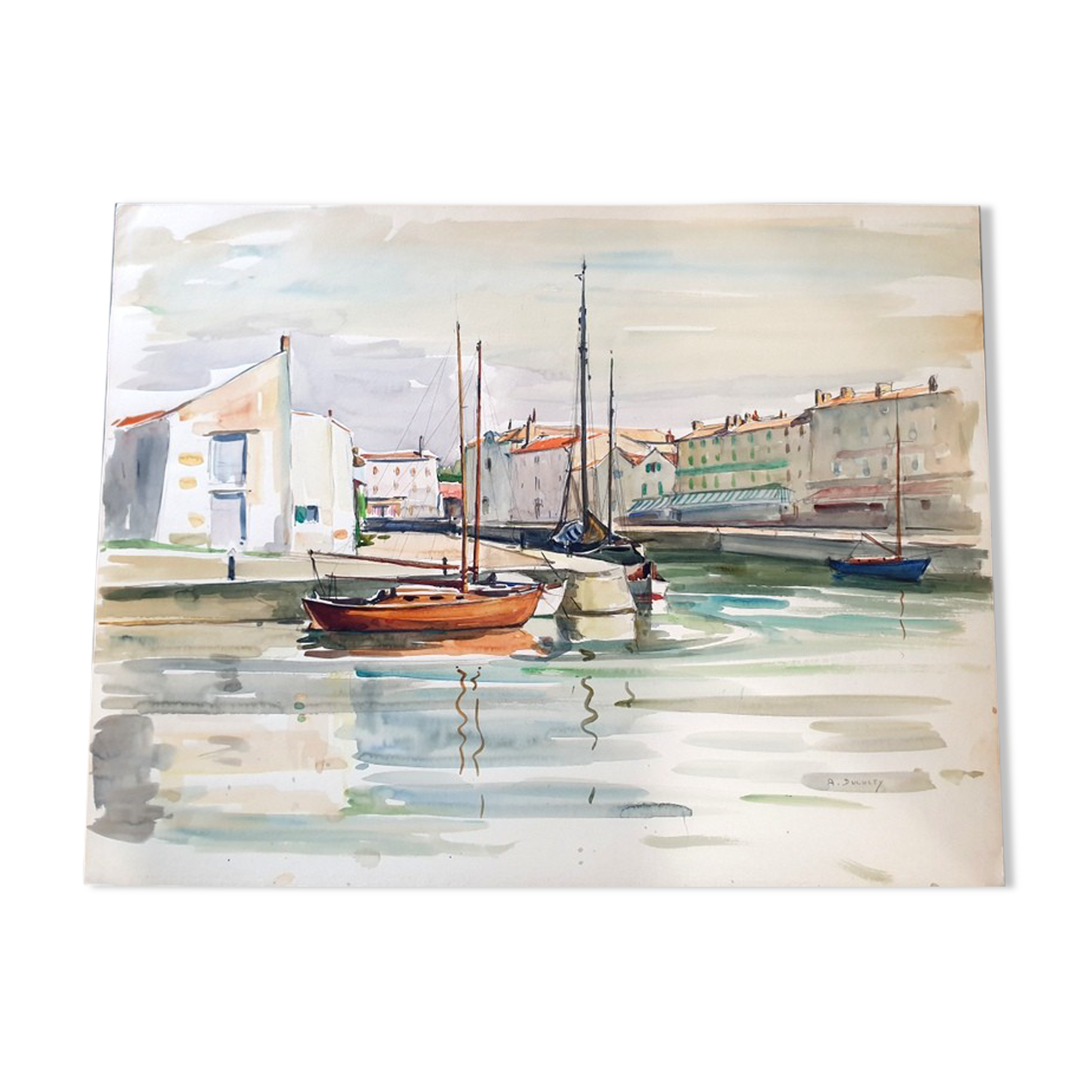 André Duculty (1912-1990) Watercolor on paper "Provencal Landscape" Signed lower right