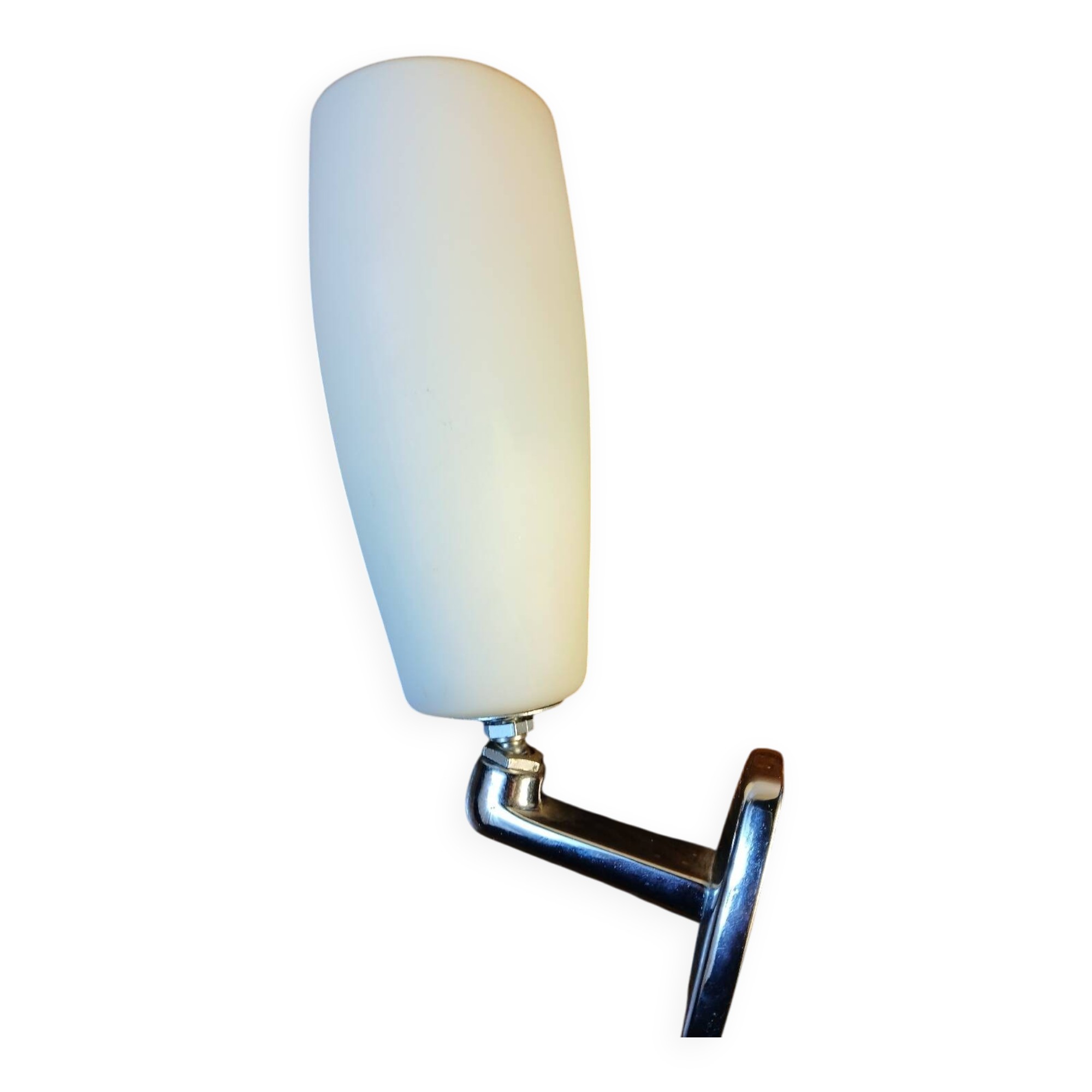 Adjustable wall light in opal glass and chrome-plated metal, Italy, ve