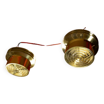 Paire de plafonniers Danois en Laiton modèle T742, Hans Agne Jakobson 1960.