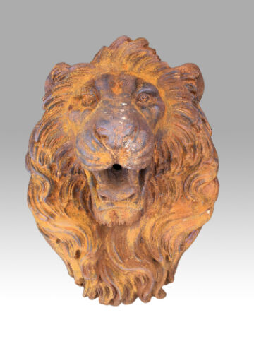 Cast iron lion's head, wall fountain