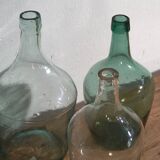 Antique colored demijohns (c.1920). Set of 3 pieces