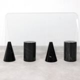 Vintage Italian Rectangular Marble Coffee Table with Glass Top