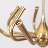Large 50s vintage brass chandelier with 12 lights italian design