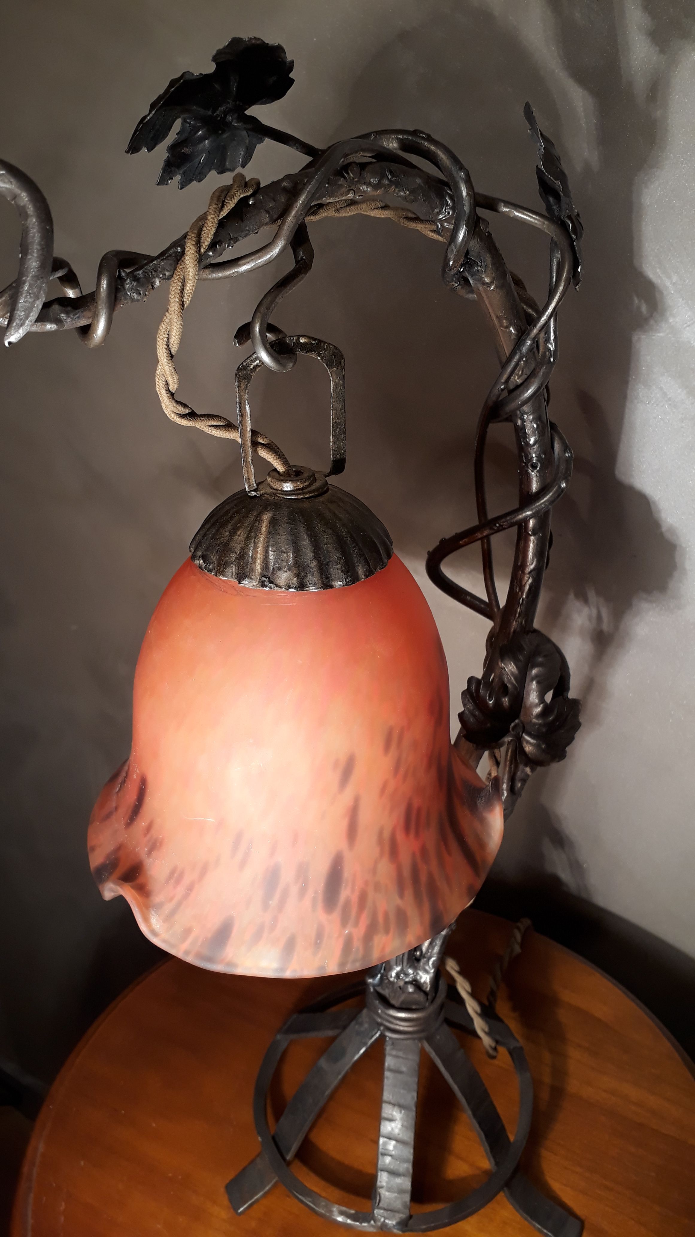 Iron lamp forge art nouveau Brandt ,1900
