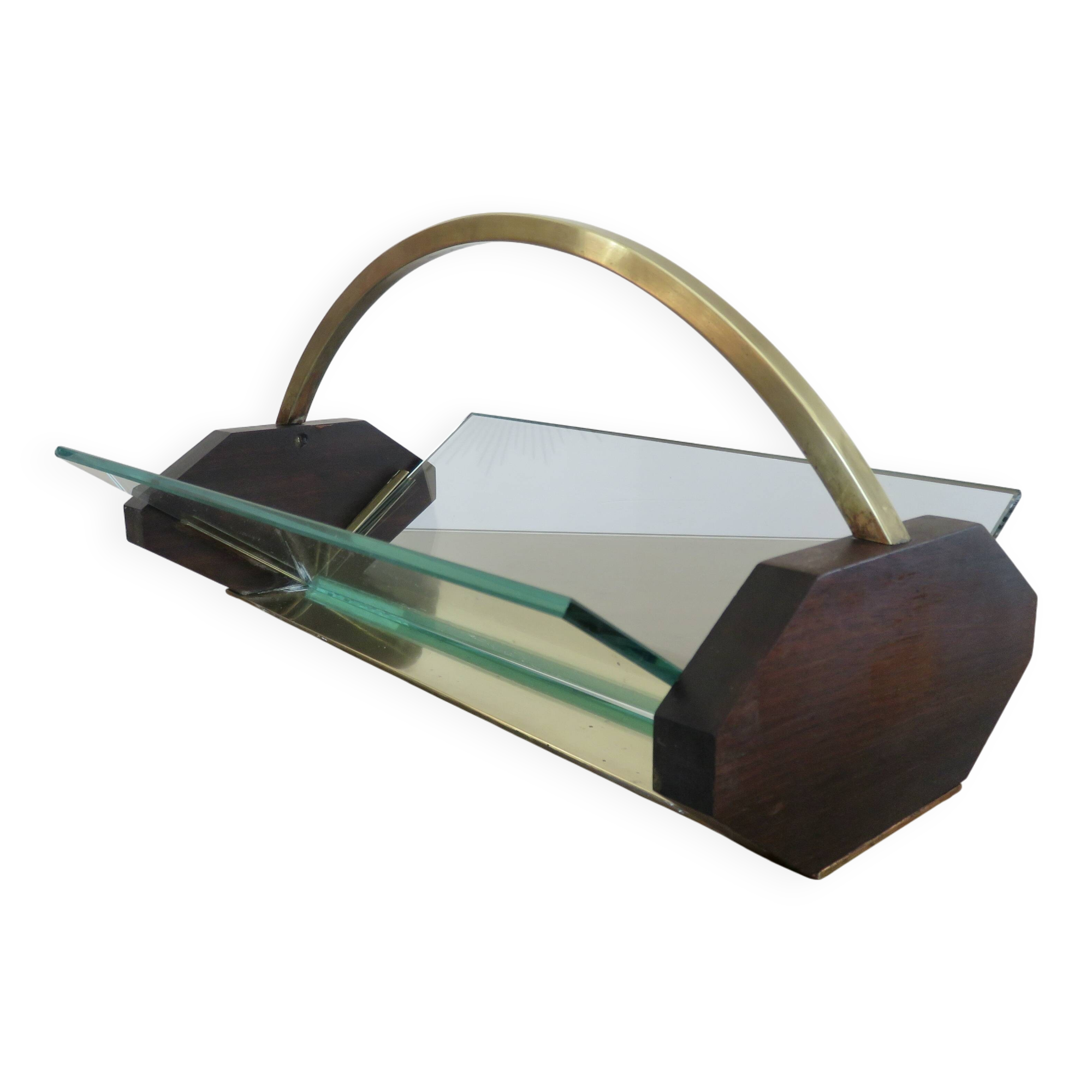 Rosewood, brass and glass centerpiece, art deco, 1930s-40s