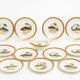 Porcelain plates and fish decoration sauce boat from Limoges, 1980s, set of 13.