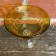 Empty Fruit Bowl Pocket Vase Transparent & Amber Vintage #D756