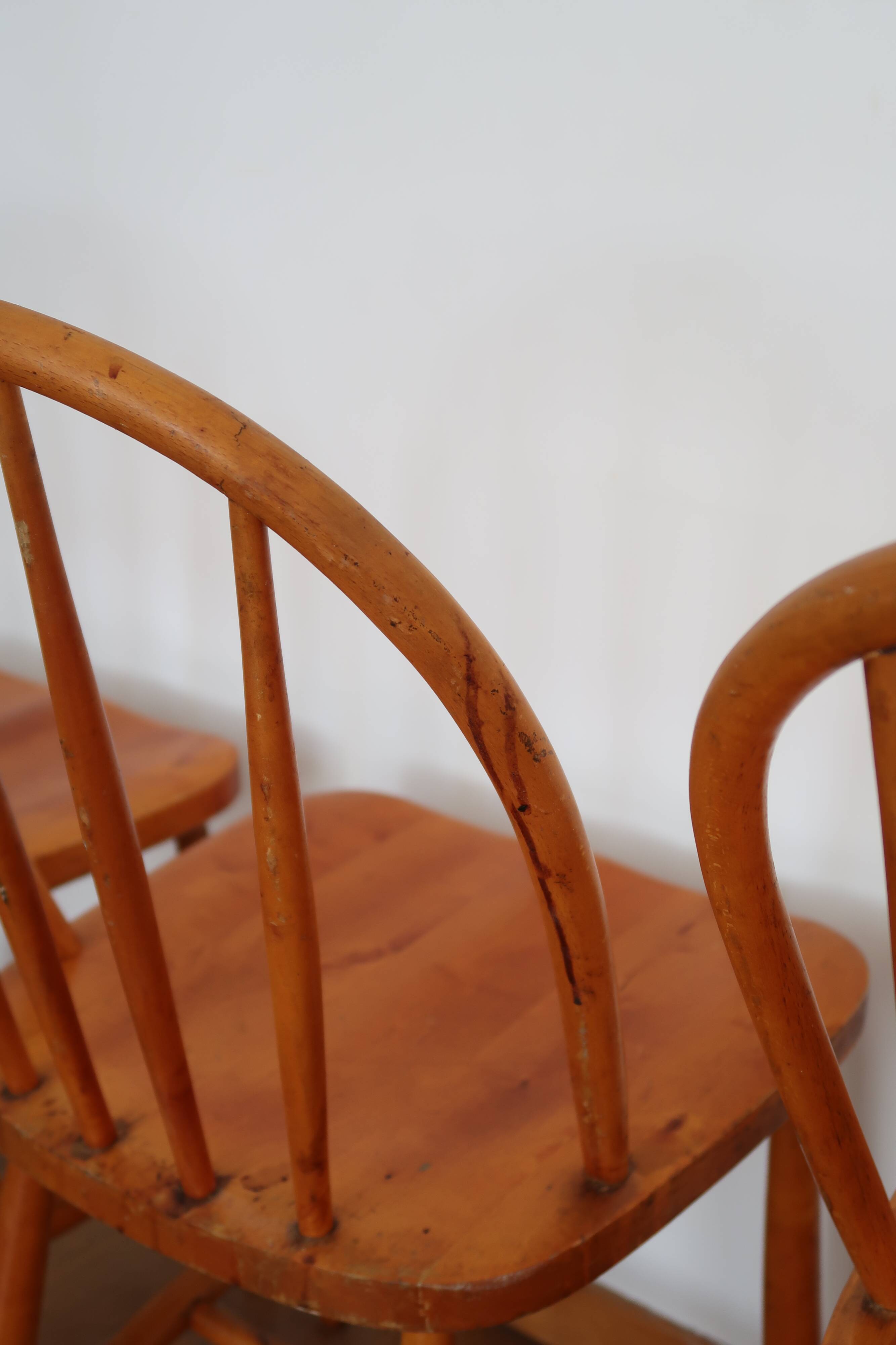 4 Scandinavian beech chairs