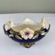 Art Nouveau navy blue barbotine bowl with raised floral decoration