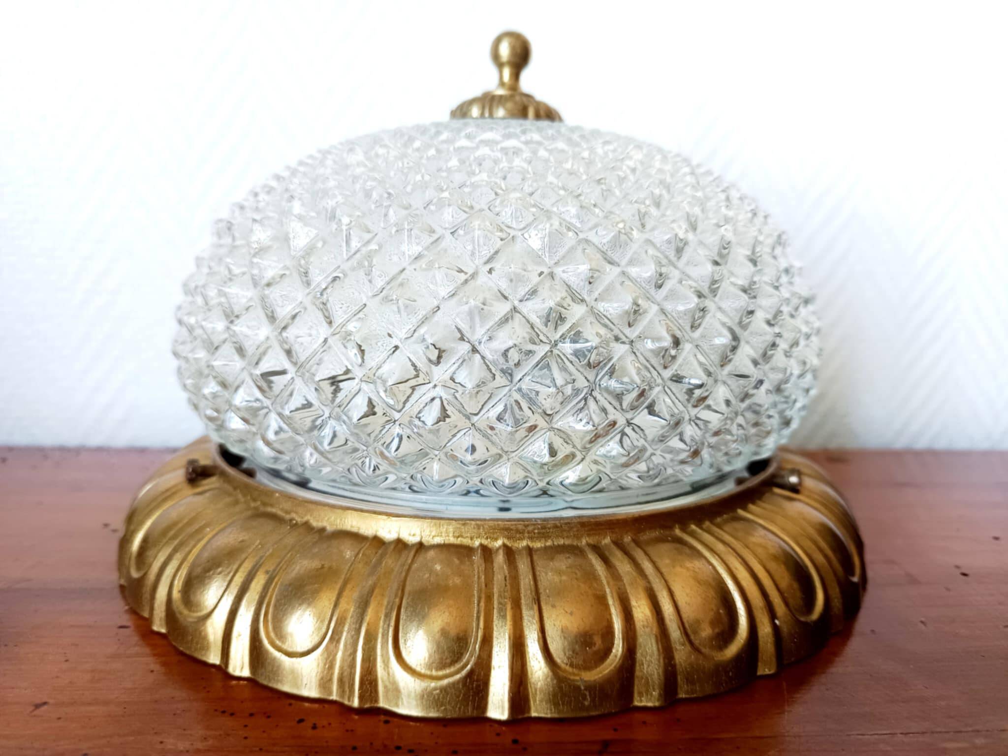 1950s Hollywood Regency Style Dome Ceiling Light
