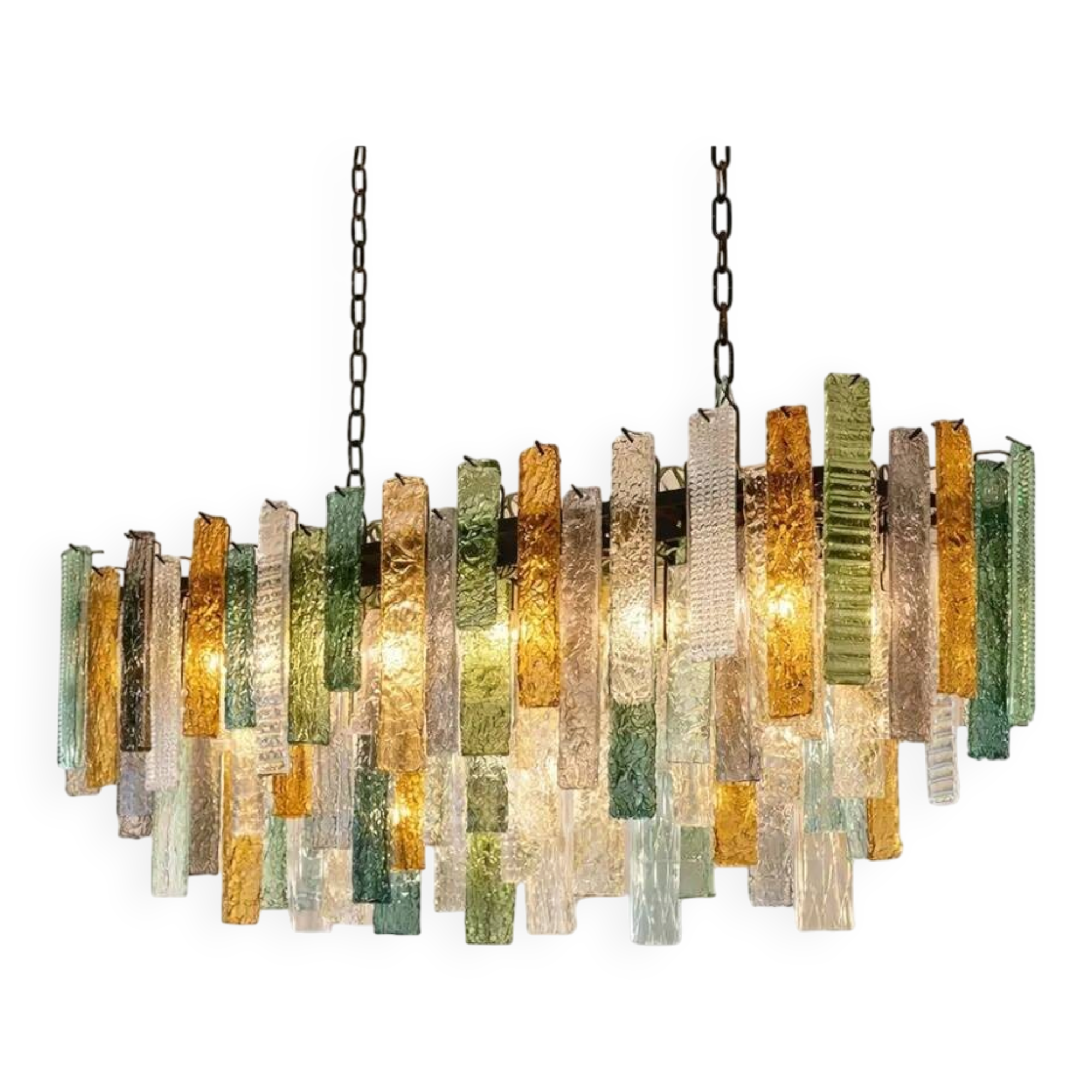 Luxury Italian Rectangular Listelli Murano Glass Chandelier – By Simoeng