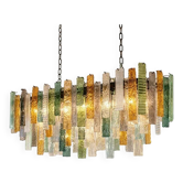 Chandelier rectangulaire en verre de Murano Listelli italien de luxe – Par Simoeng