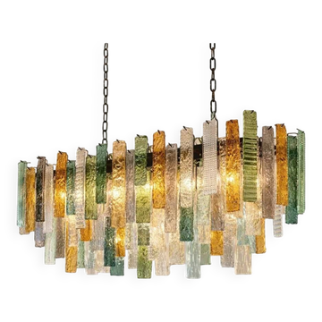 Chandelier rectangulaire en verre de Murano Listelli italien de luxe – Par Simoeng