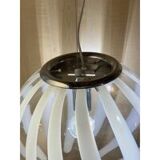 Contemporary transparent and white sphere pendant in murano glass