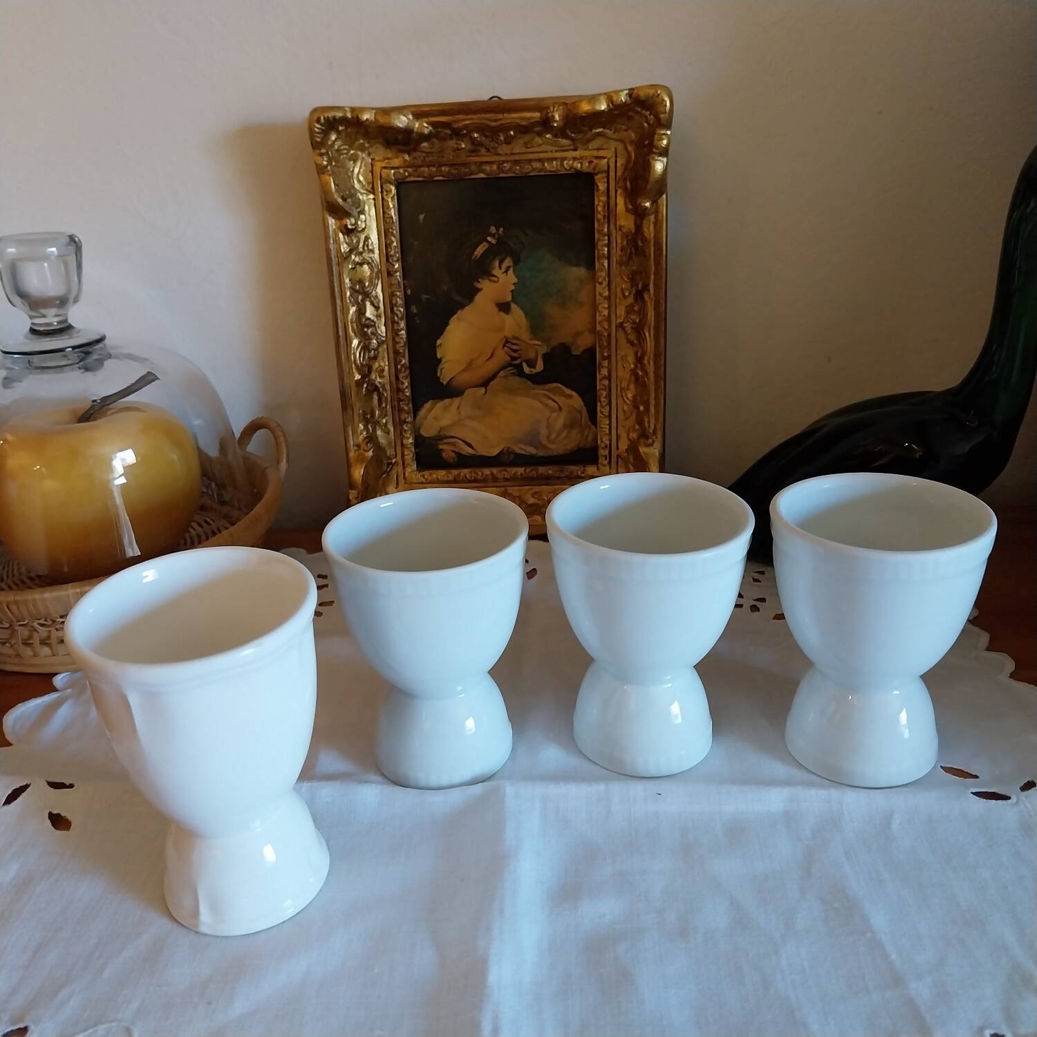 Antique white porcelain mazagrans from France
