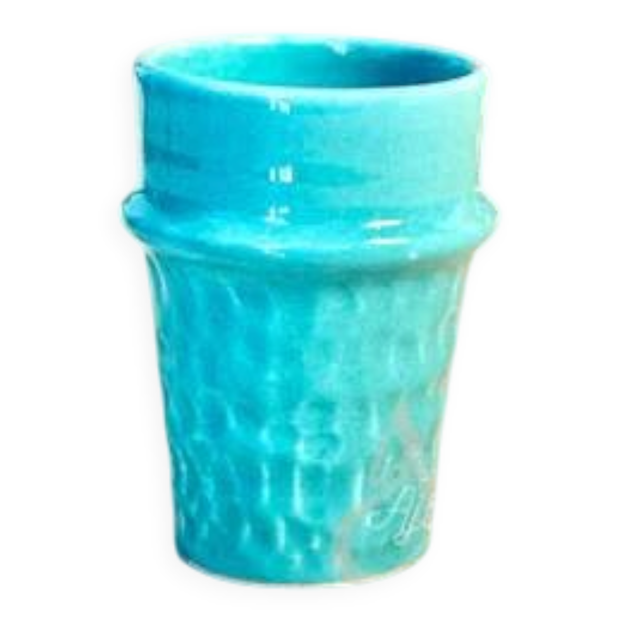 Turquoise glazed artisan ceramic glass