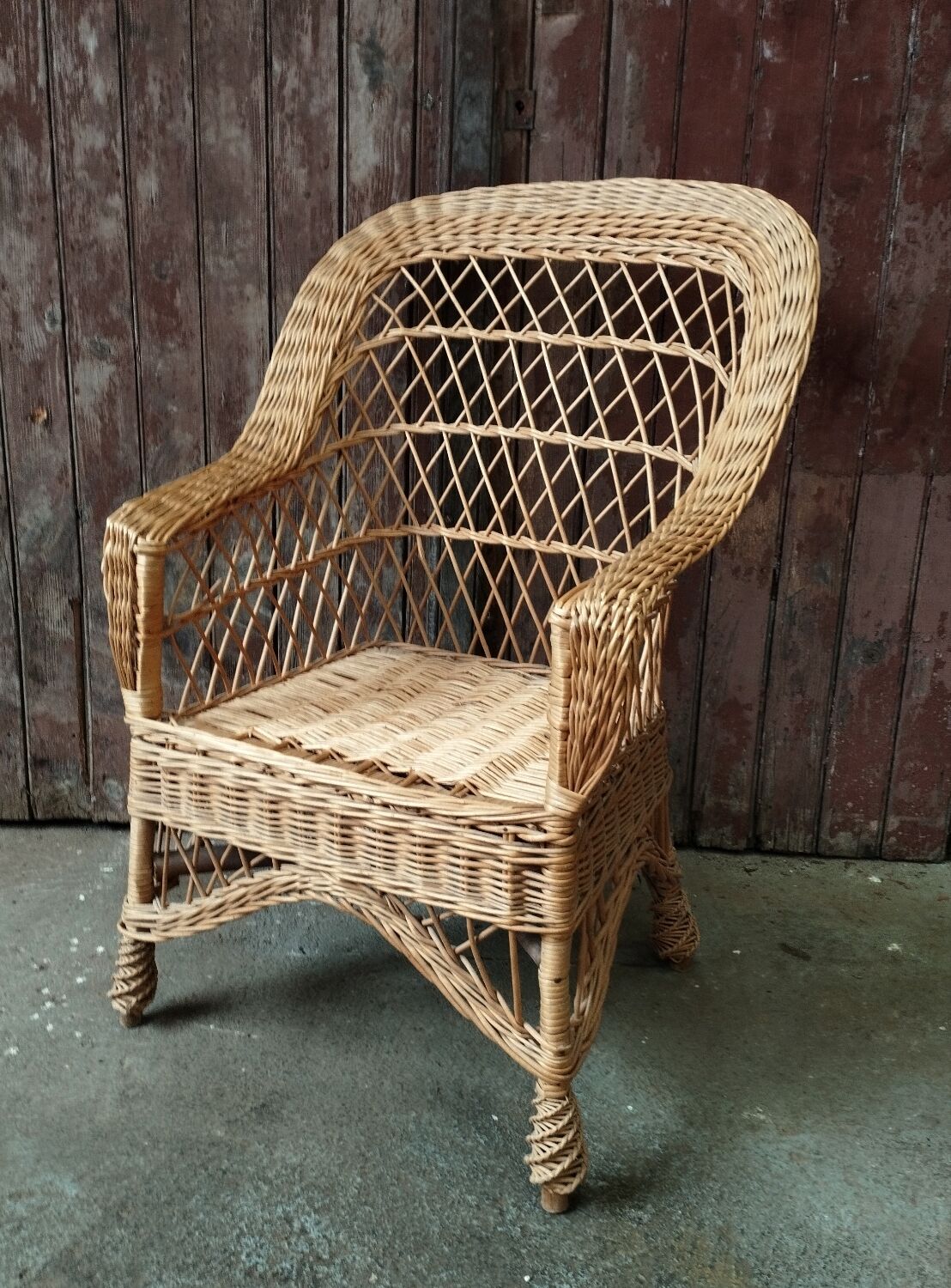Fauteuil vintage rotin et osier