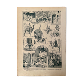 Lithographie gravure sur l'Algérie de 1922