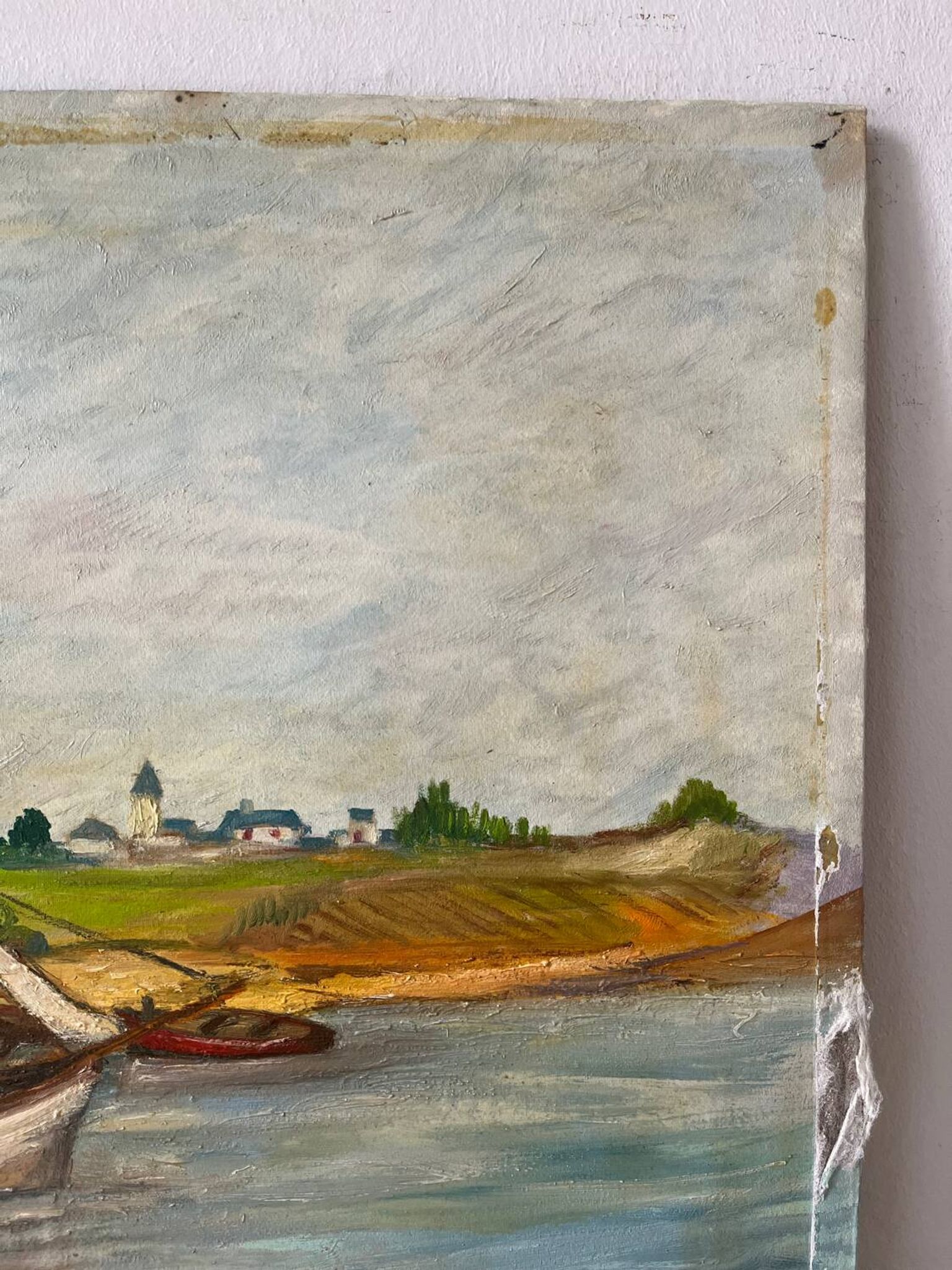 Bateaux au petit port, signé F. Lombard