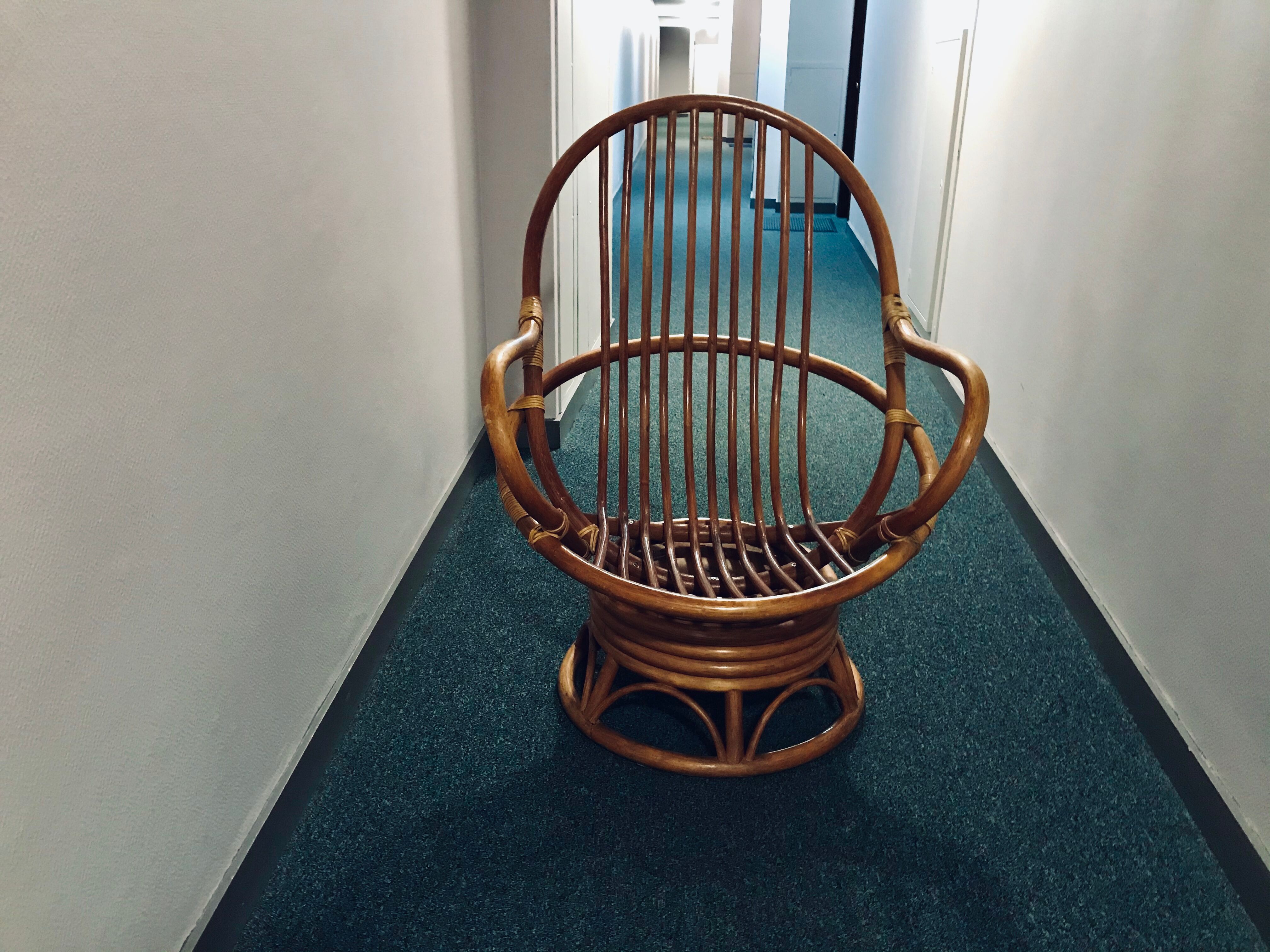 Rattan swivel armchair from the 50s