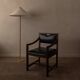 Vintage wooden armchair in black leatherette, Scandinavian style