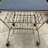 Coffee table with vinyl magazine holder 1960s