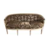 Banquette ancienne velours style Louis XVI