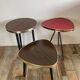 Trio of tripod side tables, 1960s-70s