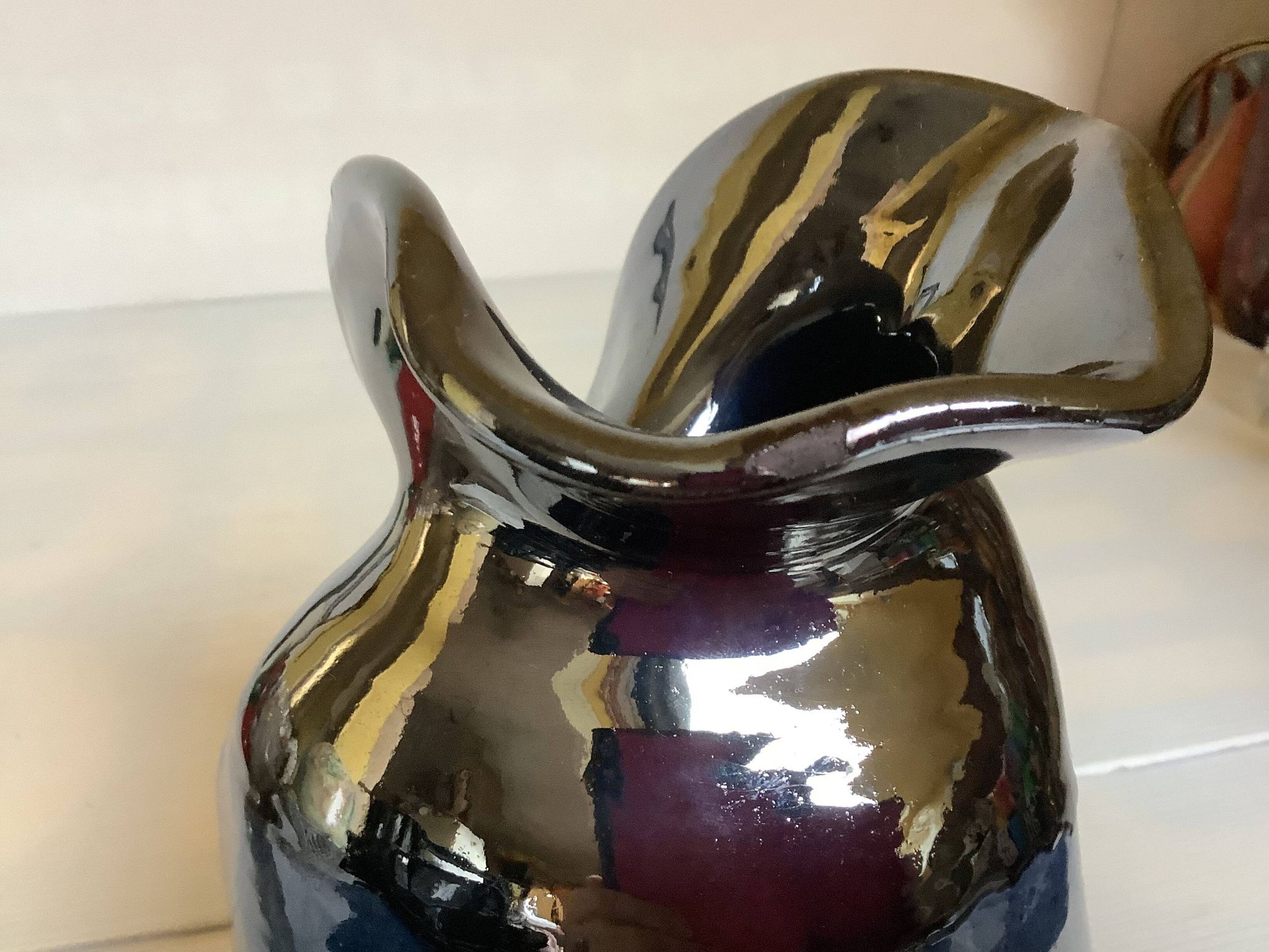 Iridescent modernist vase by Thomas Buxo