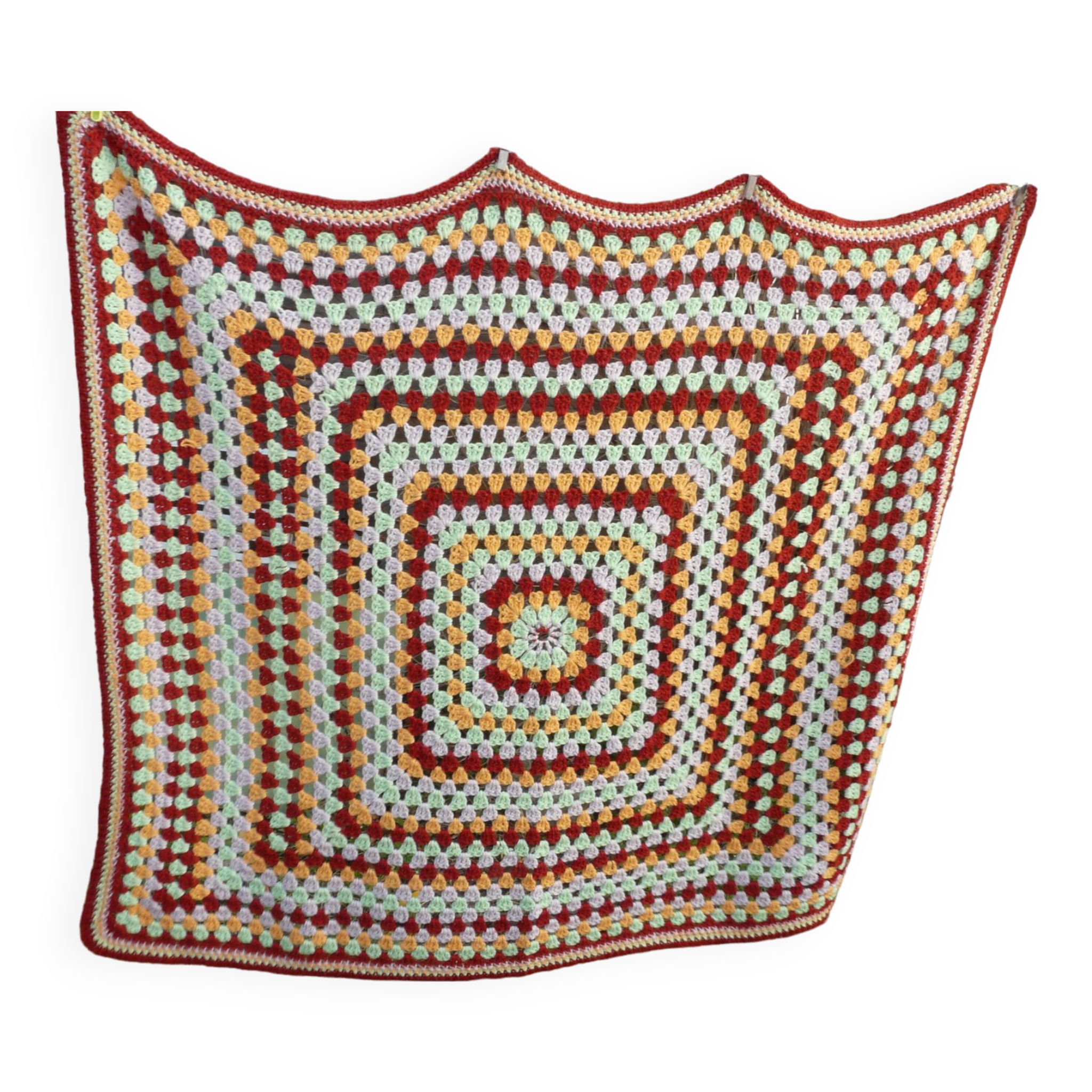 plaid - granny crochet blanket vintage colors 138 x 110 cm
