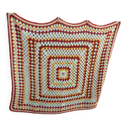plaid - granny crochet blanket vintage colors 138 x 110 cm