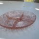 Aperitif servant in pink glass, embossed patterns, vintage