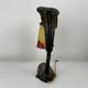 Bronze eagle lamp patinated and Art Nouveau style glass pate