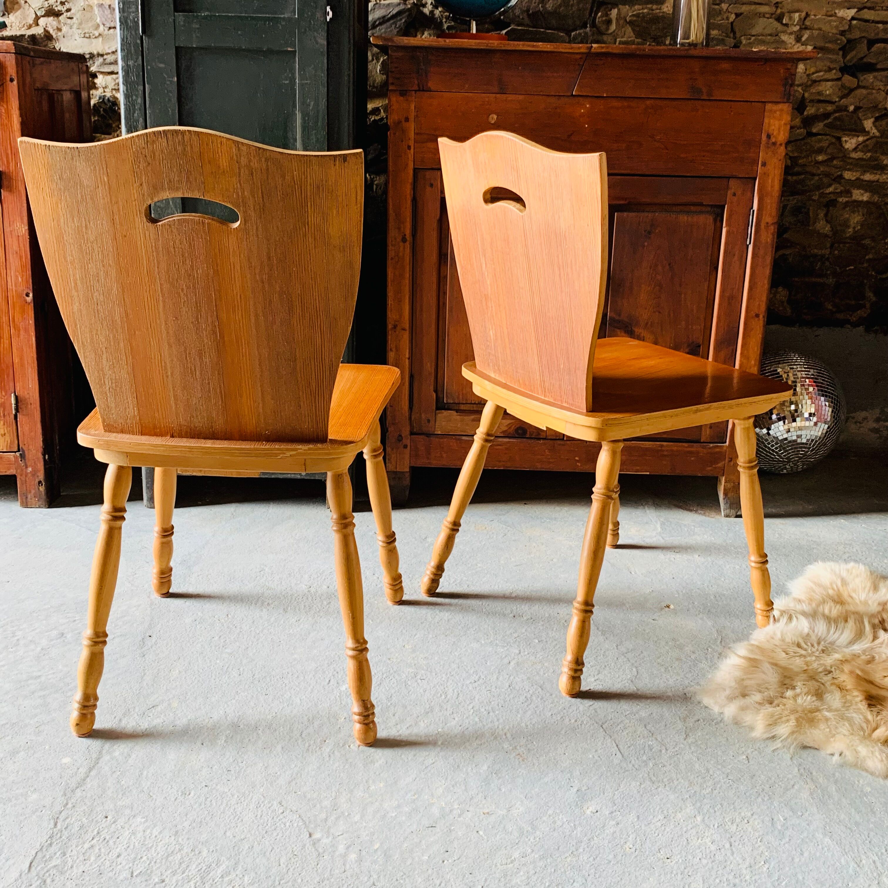 Paire de chaise bois blond  - 1960's