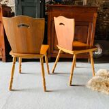 Pair of blond wooden chairs - 1960's